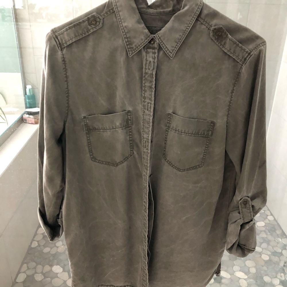 Army green button up